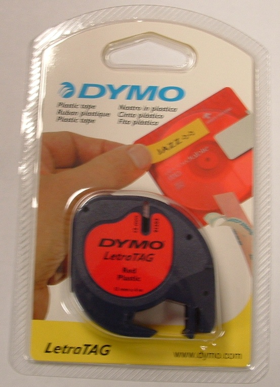 DYMO LETERATAG RED PLASTIC 12MM x 4MM 91203